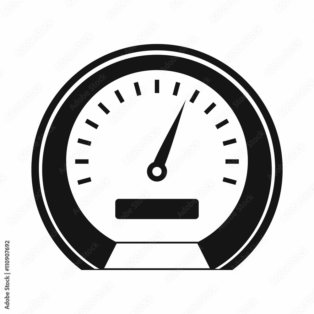 Poster speedometer icon in simple style