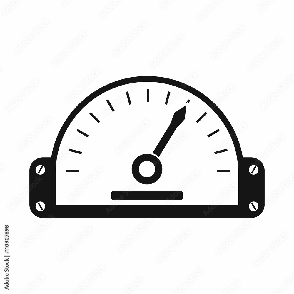 Poster speedometer icon in simple style