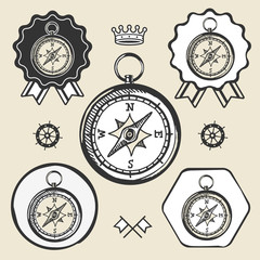 Plakat compass vintage location icon flat web sign symbol logo label