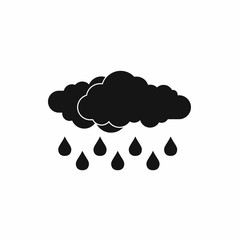 Cloud with rain drop icon, simple style 