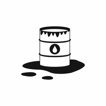 Barrel and oil spill icon icon, simple style