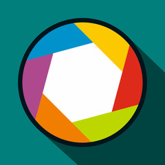 Camera aperture icon in flat style