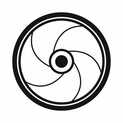 Camera shutter aperture icon, simple style