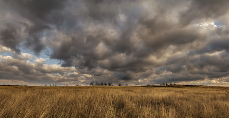 storm clouds in the autumn steppe