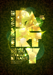 Non stop party poster mock up design with golden title