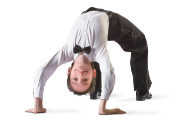 boy in the active ballroom or classical dance on white background
