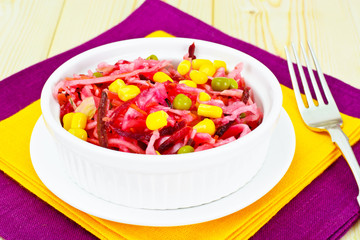 Salad of Beets and Carrots with Sauerkraut, Green Pea,  Spices