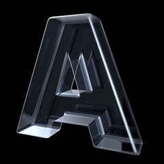 Naklejka premium Transparent x-ray letter A. 3D render illustration on black background