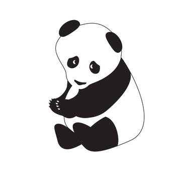 isolated black-white panda.vector illustration