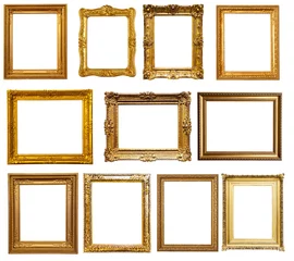 Fotobehang gold frames. Isolated over white © JackF