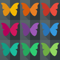 Flat style seamless pattern with butterflies