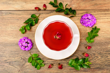 Red Rose Hibiscus Tea with Flowers