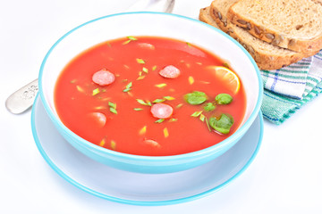Tomato Soup in Plate. National Italian Cuisine