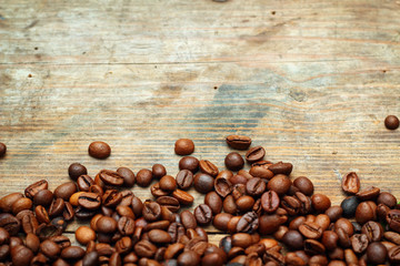 Coffee on grunge wooden background