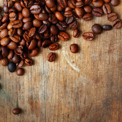 Coffee on grunge wooden background