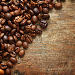 Coffee on grunge wooden background