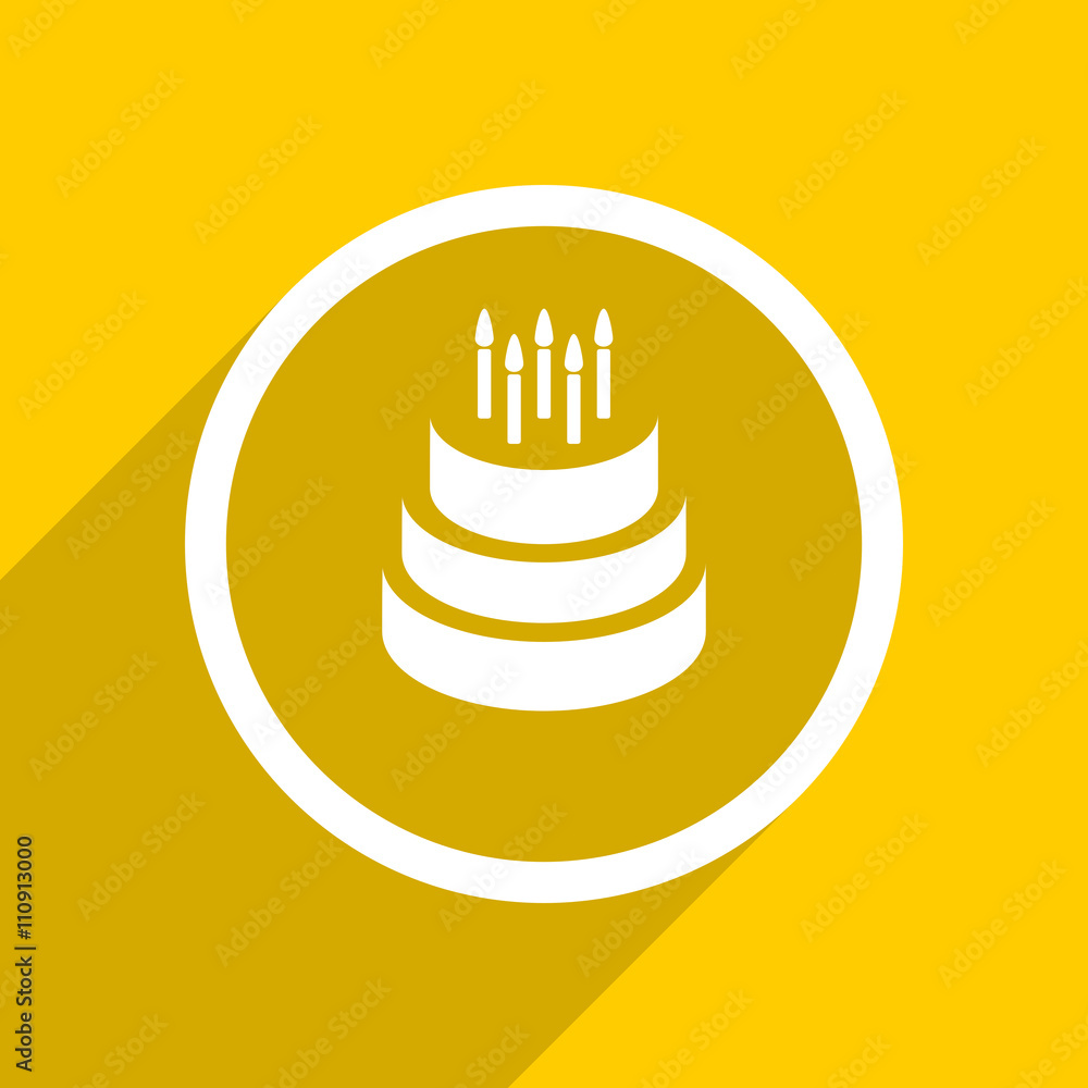 Aufkleber yellow flat design cake modern web icon for mobile app and internet
