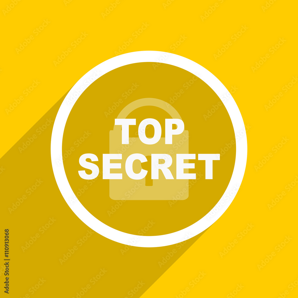 Poster yellow flat design top seret modern web icon for mobile app and internet