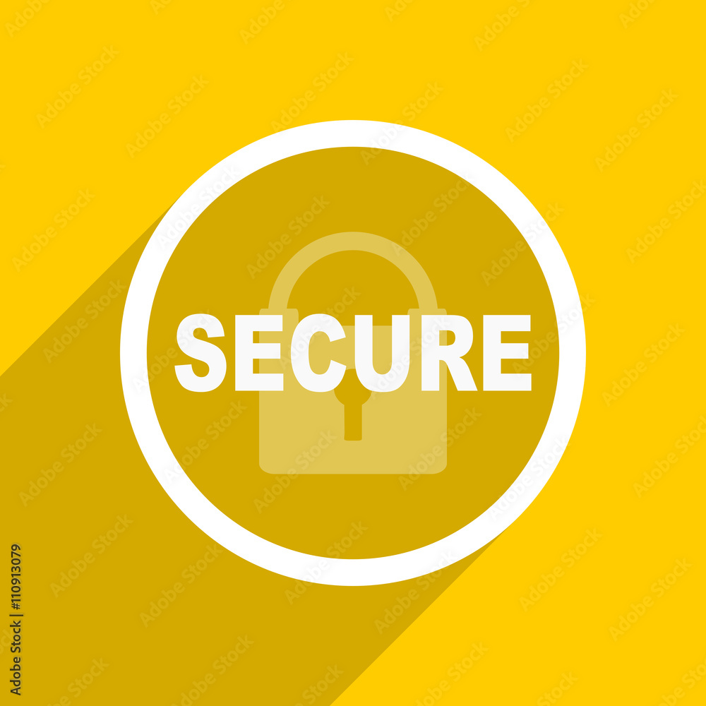 Poster yellow flat design secure modern web icon for mobile app and internet