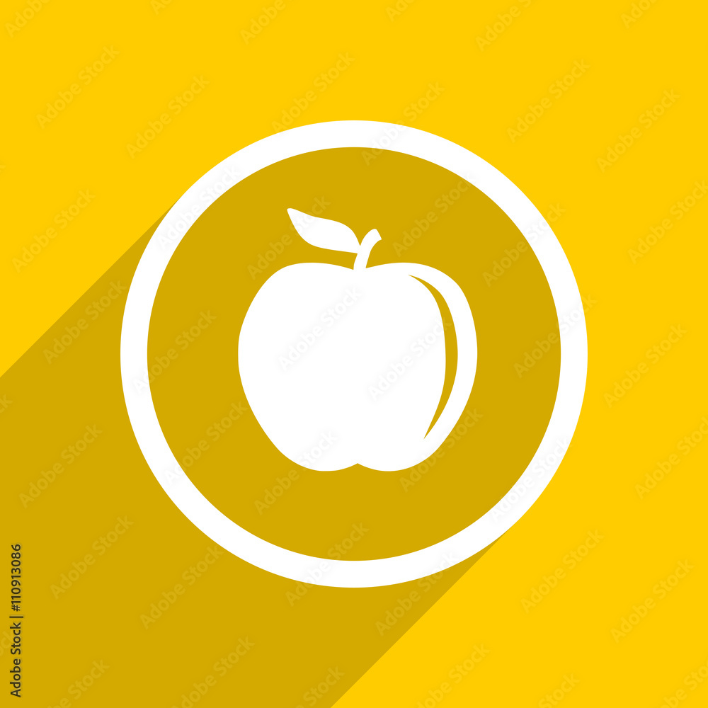 Poster yellow flat design apple modern web icon for mobile app and internet