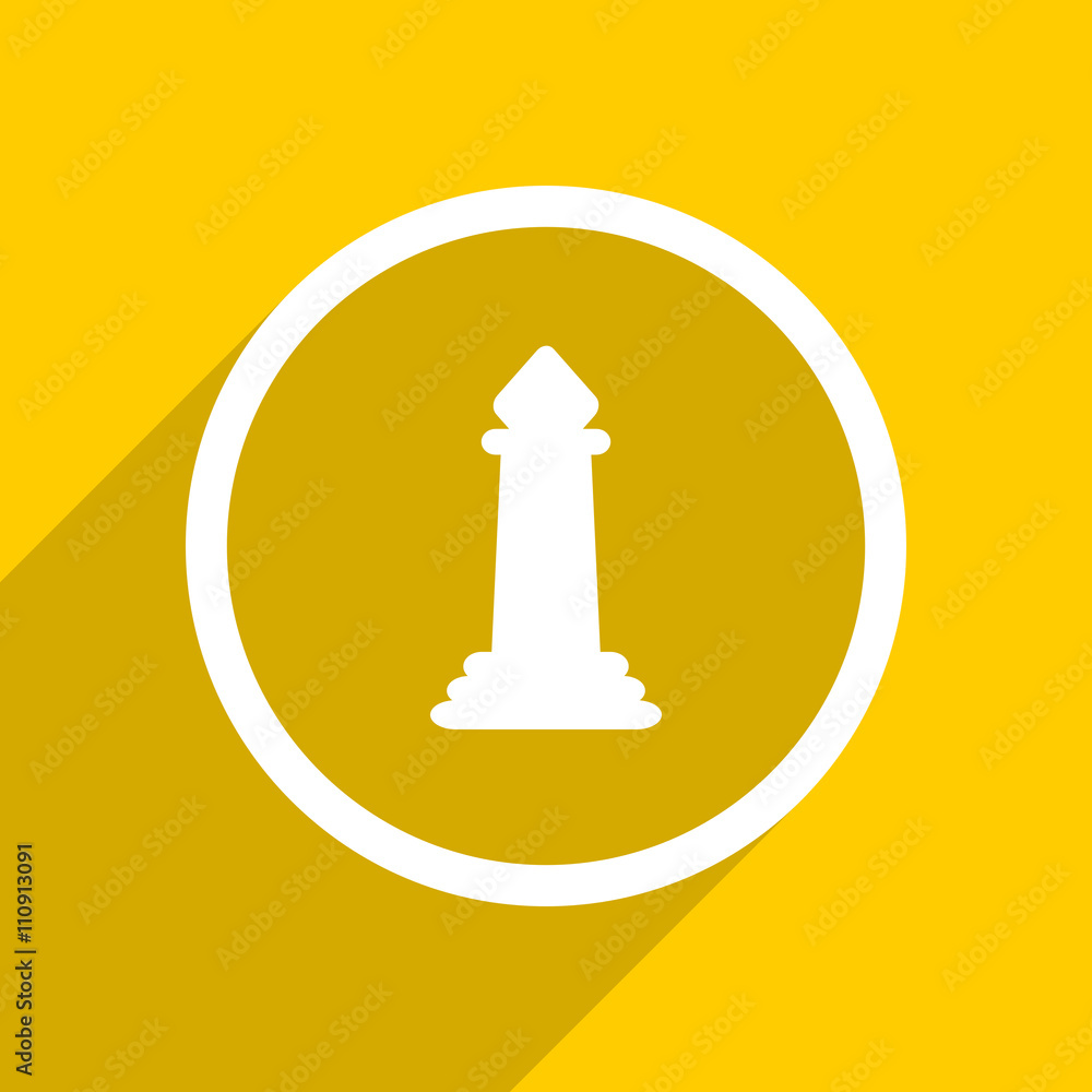 Poster yellow flat design chess modern web icon for mobile app and internet