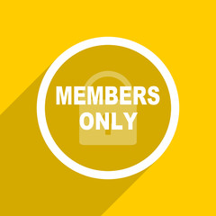 yellow flat design members only modern web icon for mobile app and internet