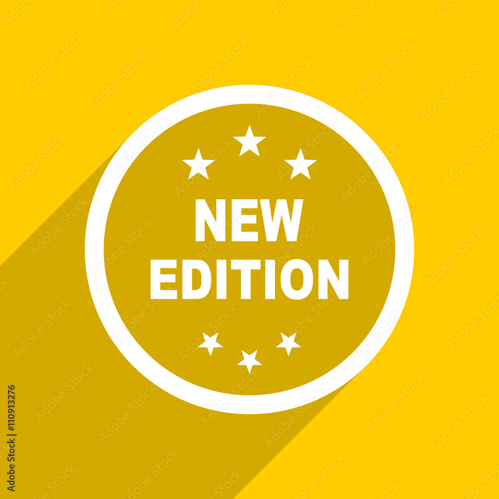 Poster yellow flat design new edition modern web icon for mobile app and internet