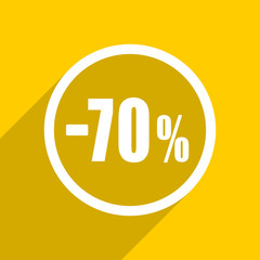 yellow flat design 70 percent sale retail modern web icon for mobile app and internet