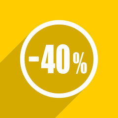 yellow flat design 40 percent sale retail modern web icon for mobile app and internet