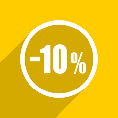 yellow flat design 10 percent sale retail modern web icon for mobile app and internet