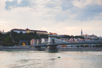 View of Liberty Bridge over Danube river in Budapest