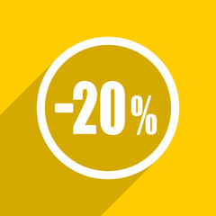 yellow flat design 20 percent sale retail modern web icon for mobile app and internet