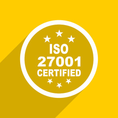 yellow flat design iso 27001 modern web icon for mobile app and internet