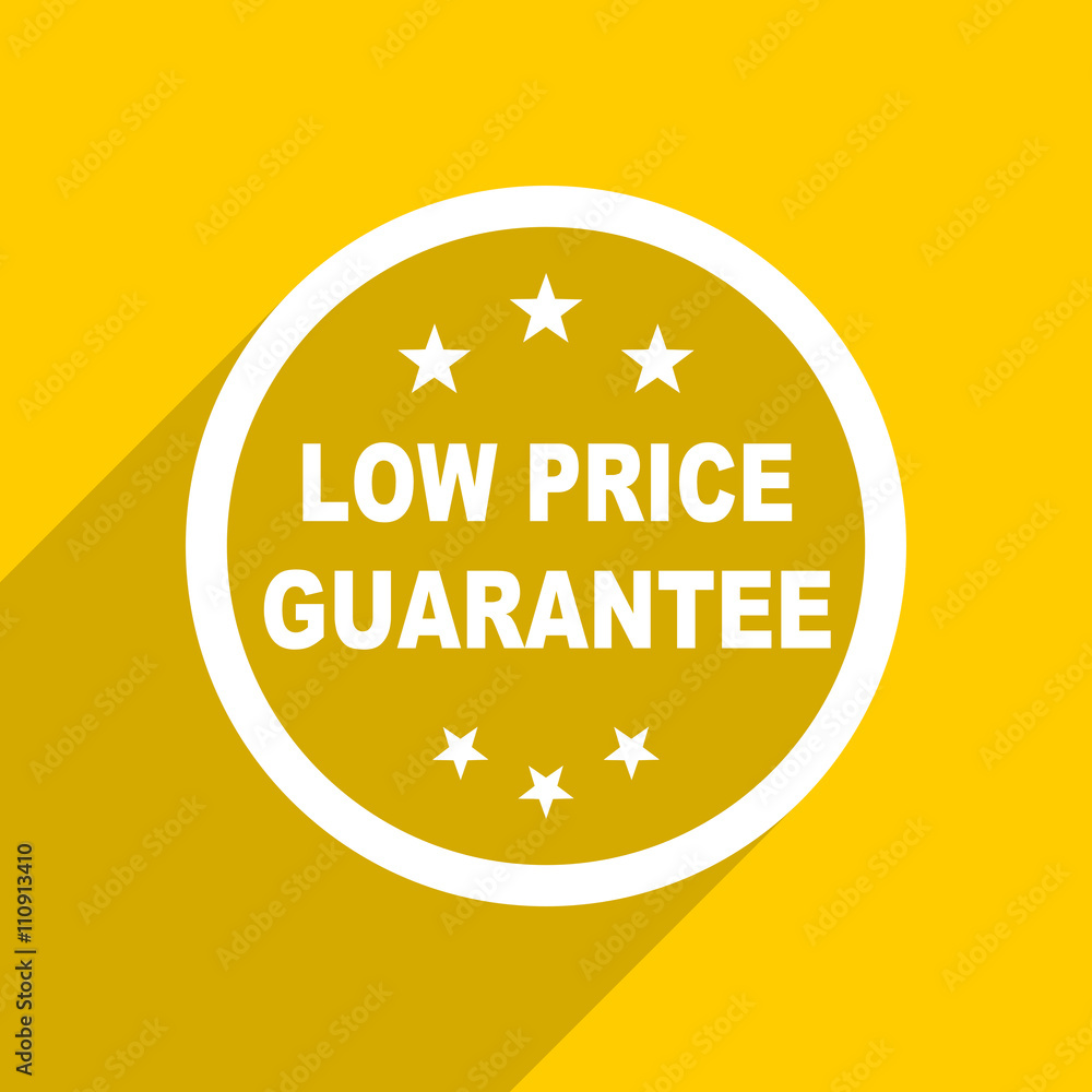 Poster yellow flat design low price guarantee modern web icon for mobile app and internet
