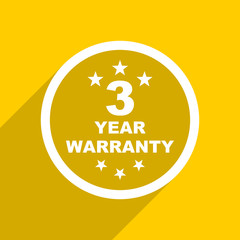 yellow flat design warranty guarantee 3 year modern web icon for mobile app and internet