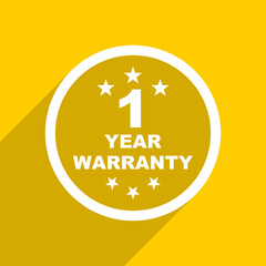 Obraz premium yellow flat design warranty guarantee 1 year modern web icon for mobile app and internet