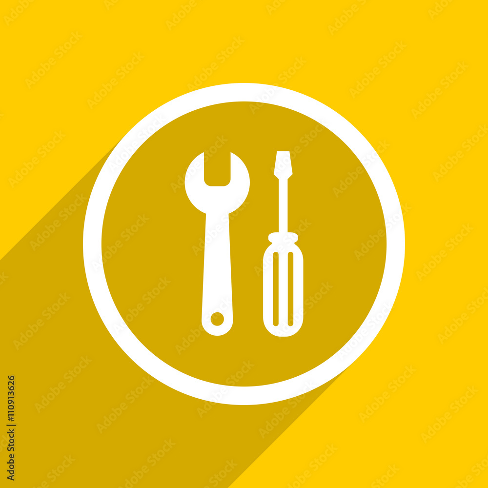 Poster yellow flat design tool modern web icon for mobile app and internet