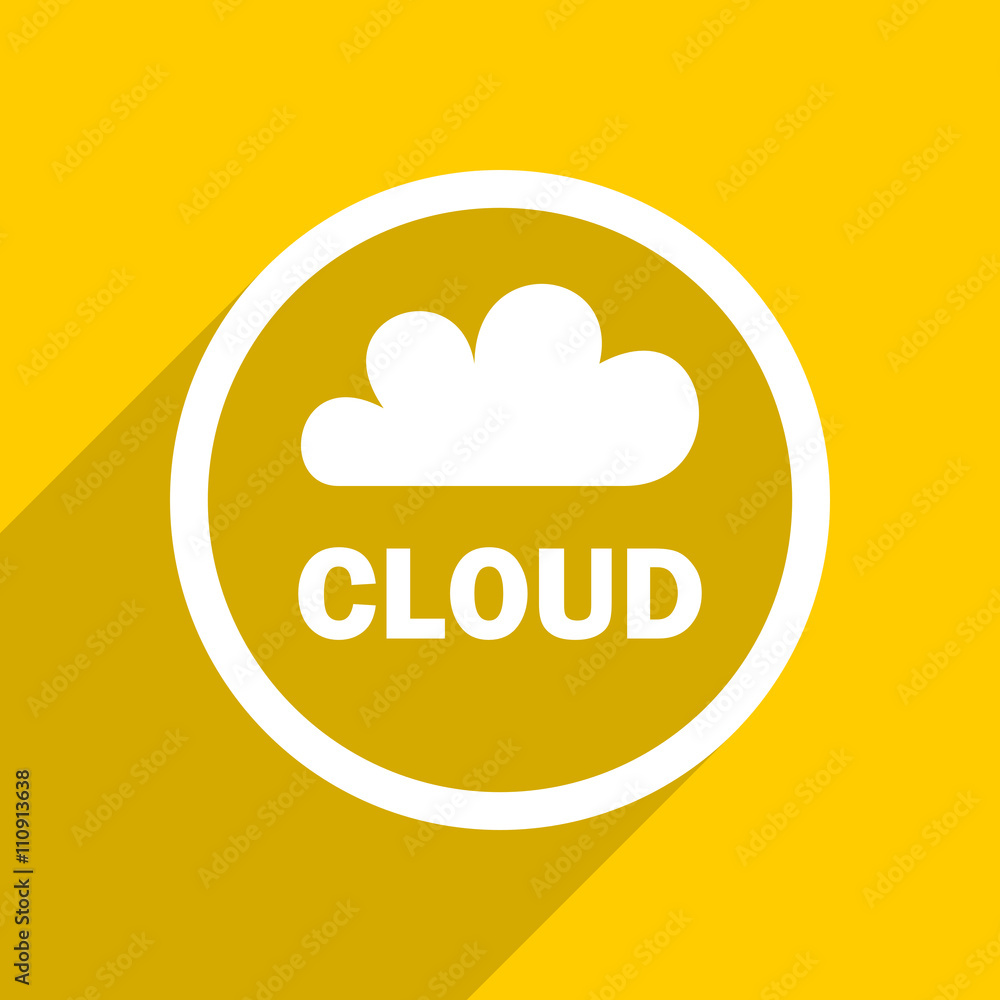 Poster yellow flat design cloud modern web icon for mobile app and internet