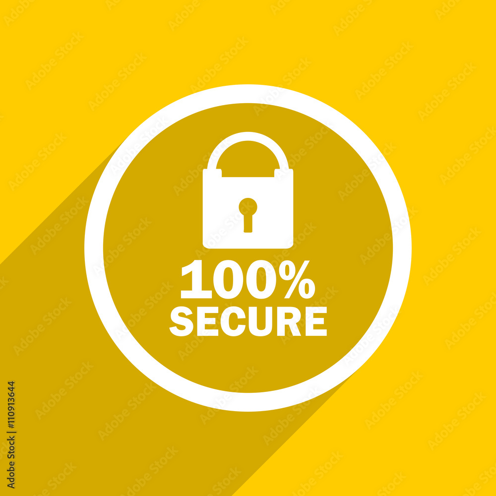 Poster yellow flat design secure modern web icon for mobile app and internet