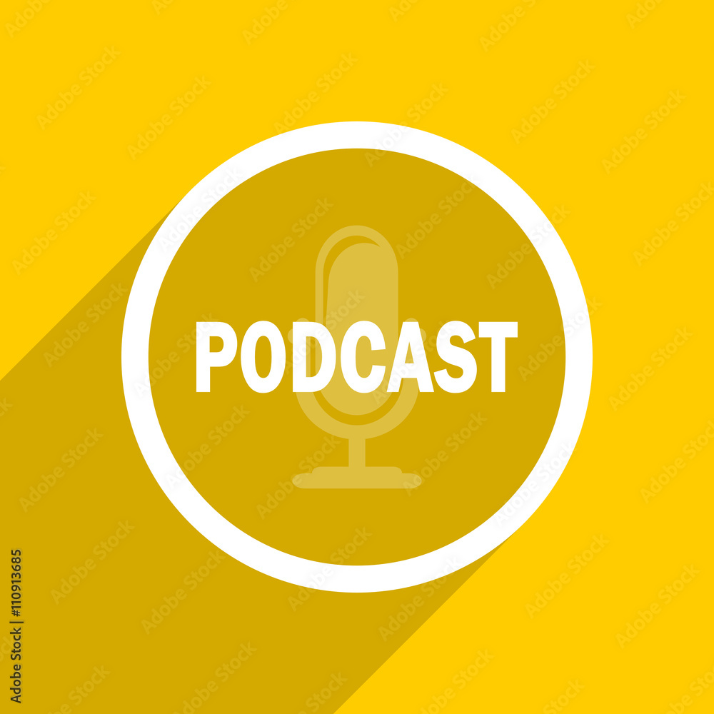 Aufkleber yellow flat design podcast modern web icon for mobile app and internet