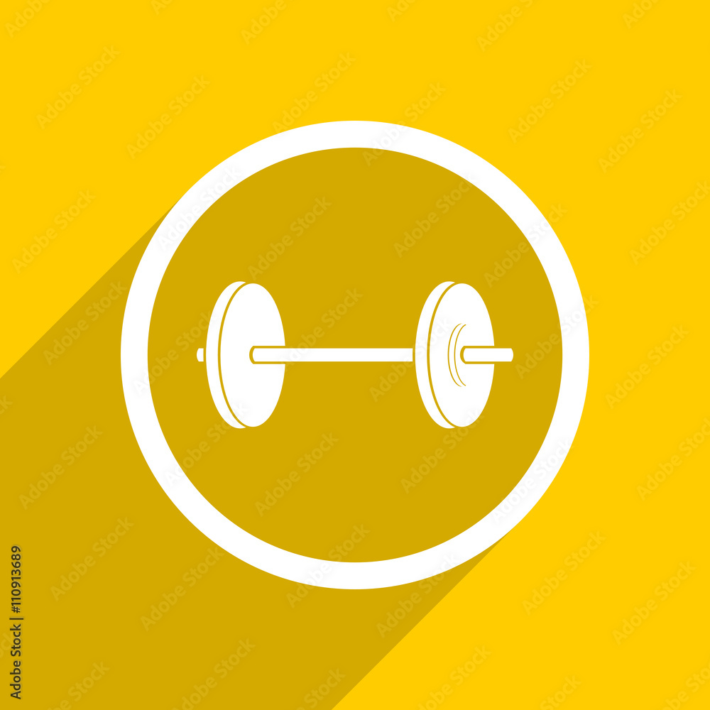 Poster yellow flat design fitness modern web icon for mobile app and internet