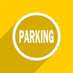 yellow flat design parking modern web icon for mobile app and internet