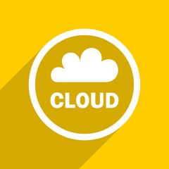 yellow flat design cloud modern web icon for mobile app and internet