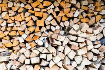Pile of firewood, Chopped firewood, stacked and ready for winter.