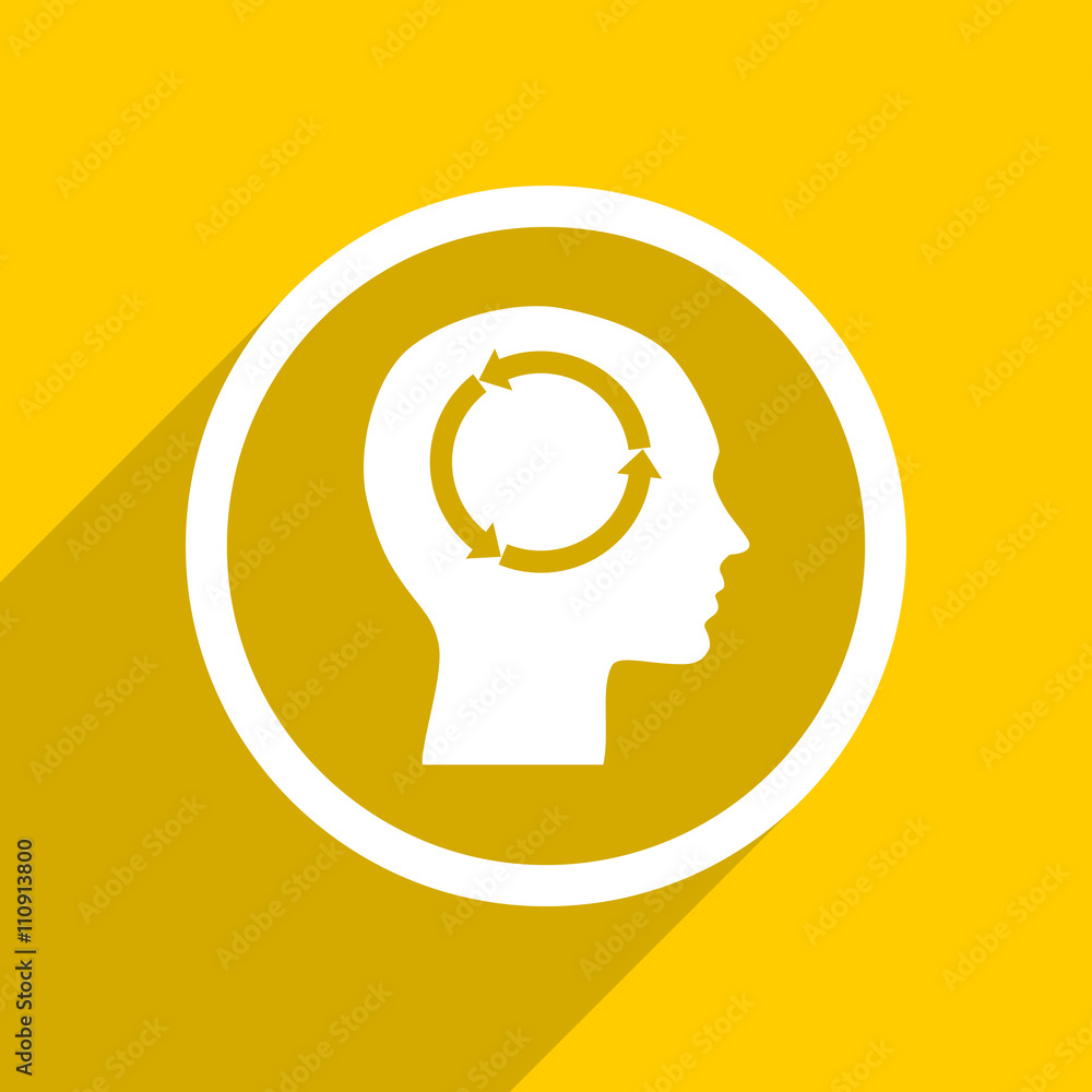 Poster yellow flat design head modern web icon for mobile app and internet