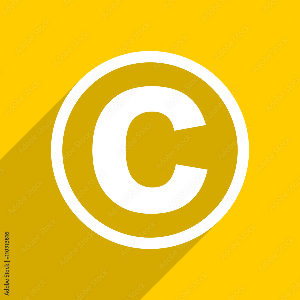 Poster yellow flat design copyright modern web icon for mobile app and internet