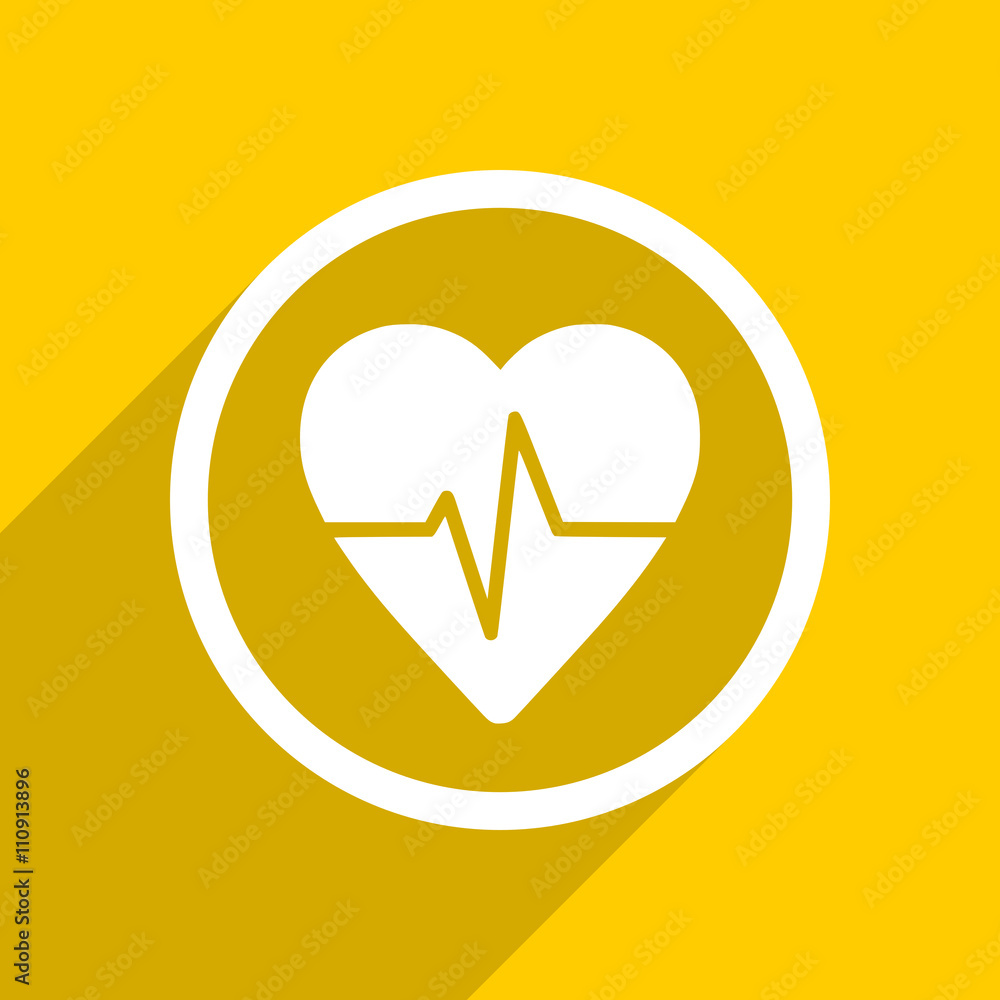 Leinwandbilder yellow flat design pulse modern web icon for mobile app and internet