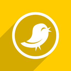 yellow flat design twitter modern web icon for mobile app and internet
