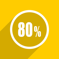 yellow flat design 80 percent modern web icon for mobile app and internet