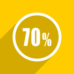 yellow flat design 70 percent modern web icon for mobile app and internet